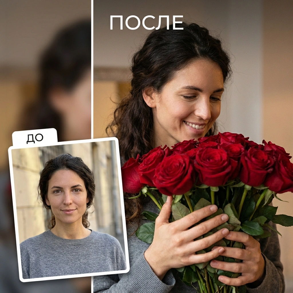 ДО/ПОСЛЕ: девушке подарили букет роз